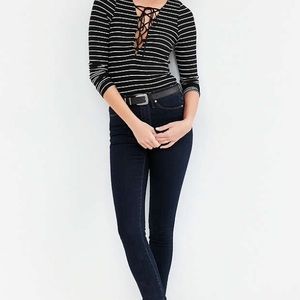 Striped Urban Outfitters plunge, lace up top